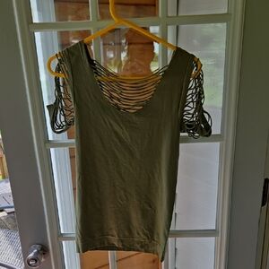 Olive Green Women's Cutout Top.  Size Medium   From Venus